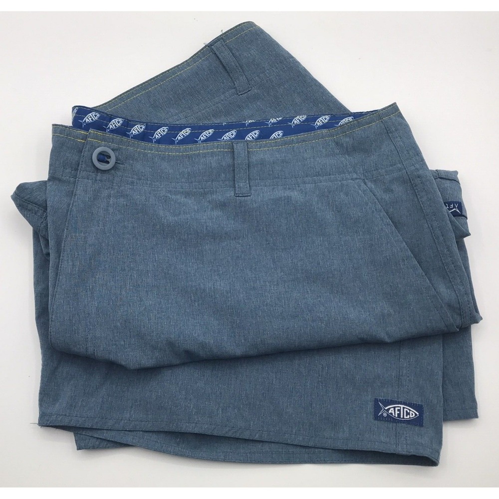 American Fishing Tackle Co. AFTCO Shorts Men 40‎ Blue Chino Flat Front Stretch